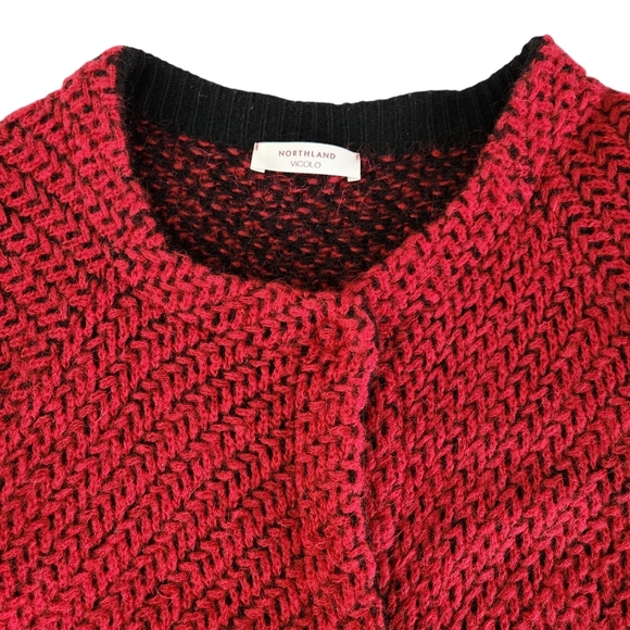 NORTHLAND VICOLO red black knit wool cashmere blend cardigan coat jacket - Picture 5 of 13